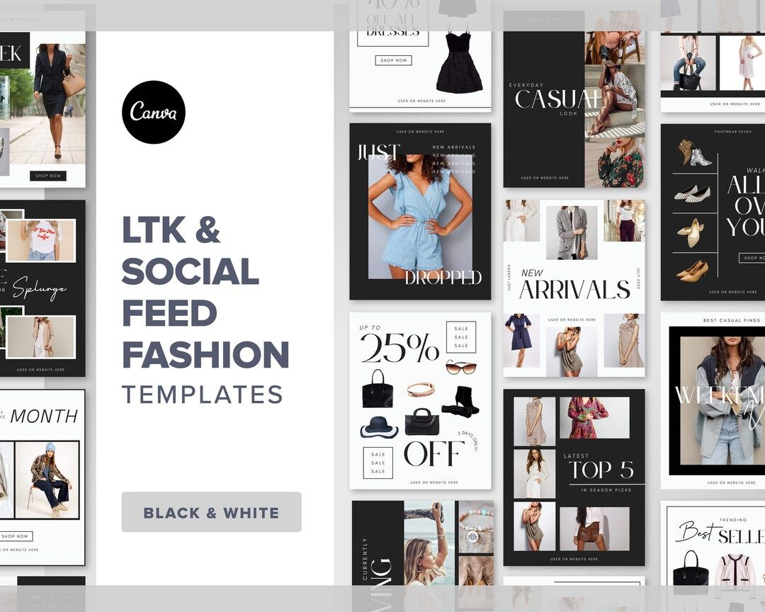 LTK Canva Template Black & White Editable Fashion Social Media Template Like to Know It LTK Blogg... | Etsy (US)