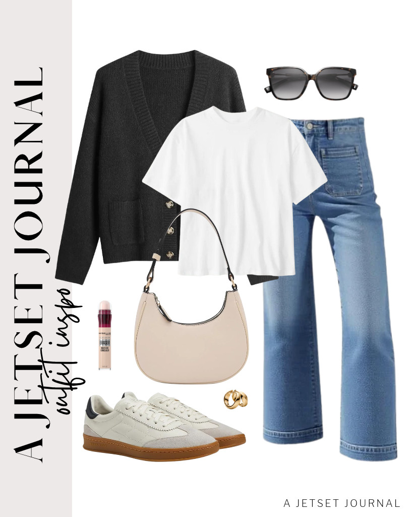 Wear these Cole Haan Grandpro Breakaway sneakers with a white short-sleeve top and jeans from Tankaneo. Layer with this V-neck button-down cardigan, too! To style, grab this stylish FashionPuzzle shoulder bag and wear a pair of small huggie earrings to complete the look. 

 #LTKSeasonal #LTKSaleAlert #LTKTravel