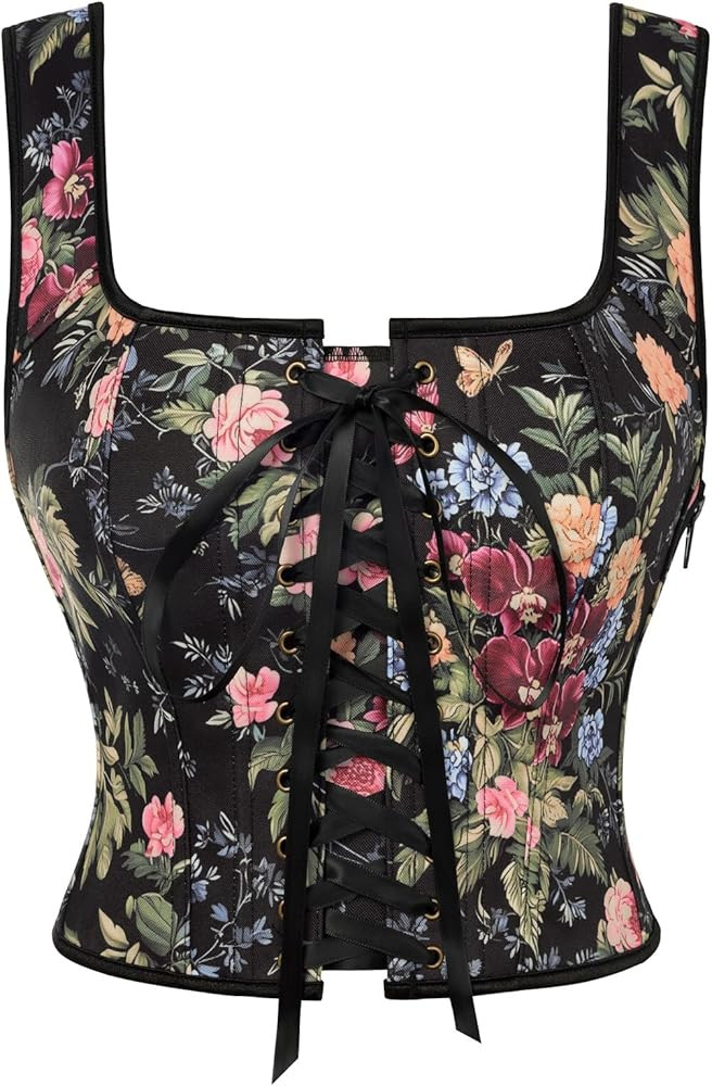 Scarlet Darkness Renaissance Corset Top for Women Medieval Boned Floral Overbust Corsets Pirate F... | Amazon (US)