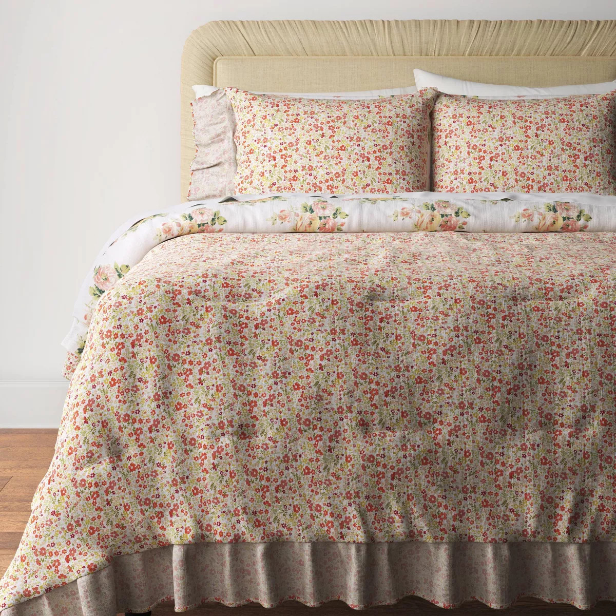 2pc Twin/Twin XL Teen Printed Floral Double Ruffle Comforter Bedding Set - Threshold™ designed ... | Target