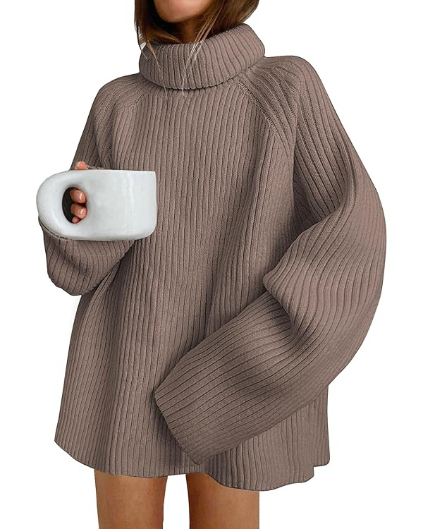 LILLUSORY Womens Turtleneck Oversized Chunky Sweaters Dress Long Knit Cashmere Tunic Pullover Swe... | Amazon (US)