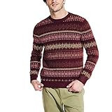 Nautica Men's Fair Isle Crewneck Sweater, Deep Crimson | Amazon (US)