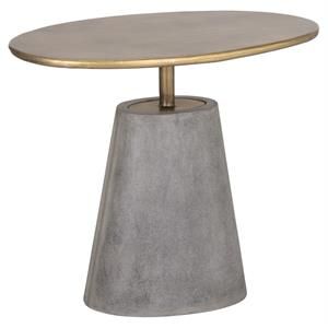 Sunpan Kadin 22.75" Modern Metal and Concrete Side Table in Brushed Brass | Cymax