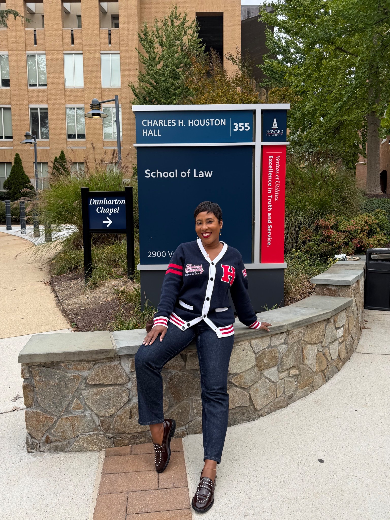 HBCU Homecoming season here’s a casual outfit to enjoy the festivities! 

Howard homecoming 
Preppy casual outfit 
Letterman sweater 
Loafers 

#LTKSeasonal #LTKOver40