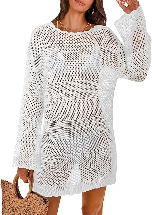 MixShe Beach Vacation Clothes for Women 2026 Fashion Cover up Summer Dresses Crochet Swim Suits W... | Amazon (US)