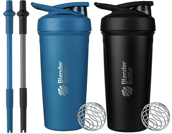 BlenderBottle Strada Shaker Cups with Silicone Straws, (2 24-Ounce Bottles and 2 Straws) | Amazon (US)
