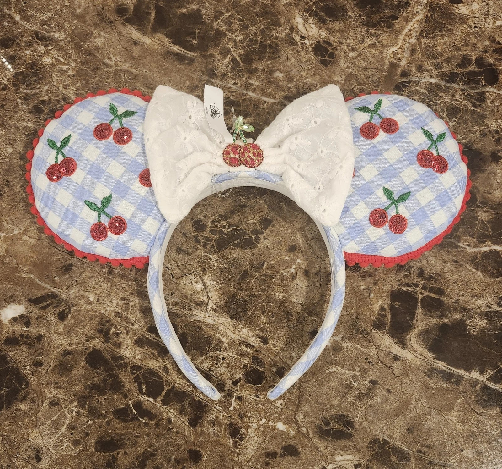 BaubleBar Disney Minnie Mouse Cherry Gingham Ears Headband NWT's SOLD OUT ! | eBay | eBay US