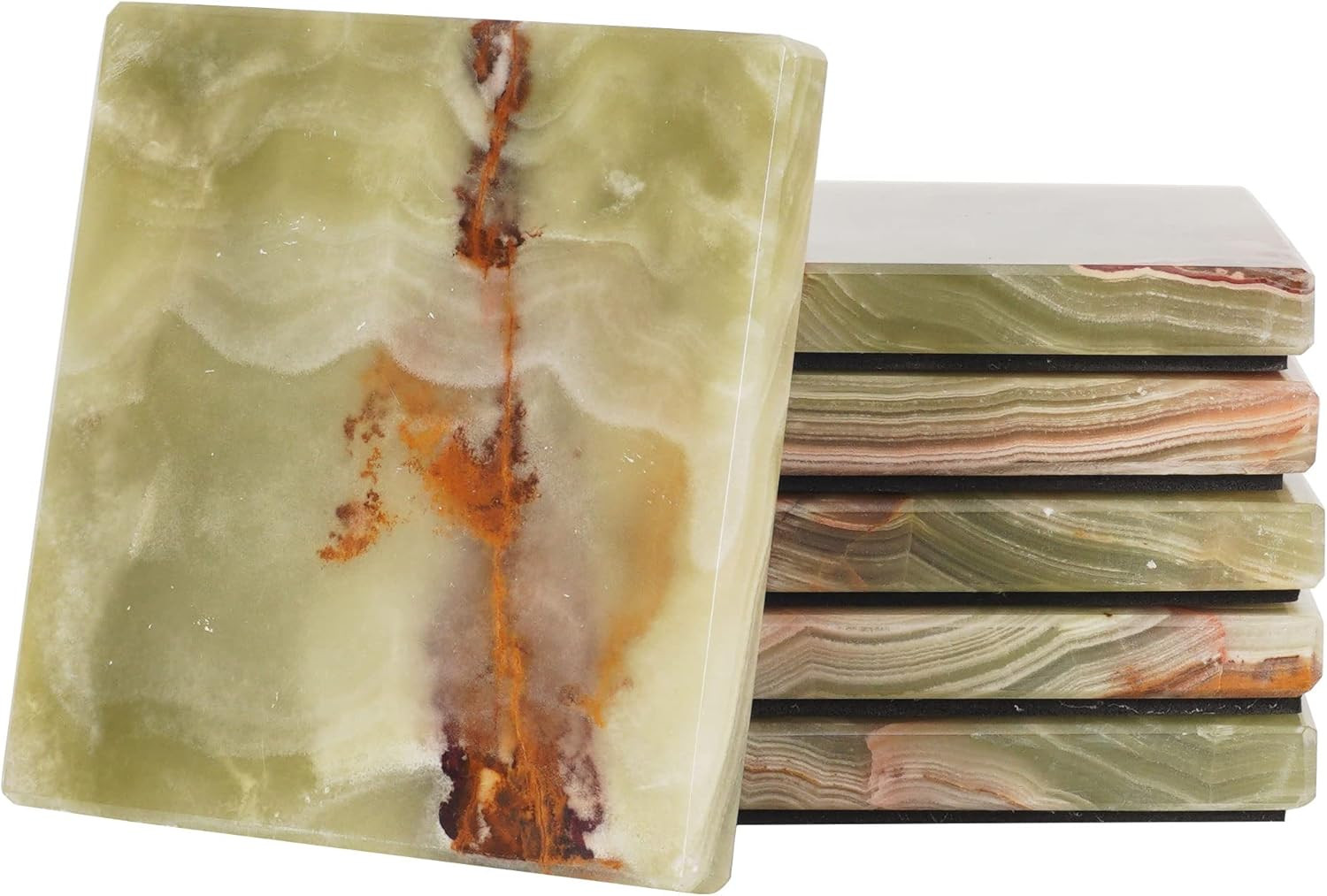 Radicaln Square Marble Coasters Set of 6 - Green Onyx Drink Coasters | Amazon (US)