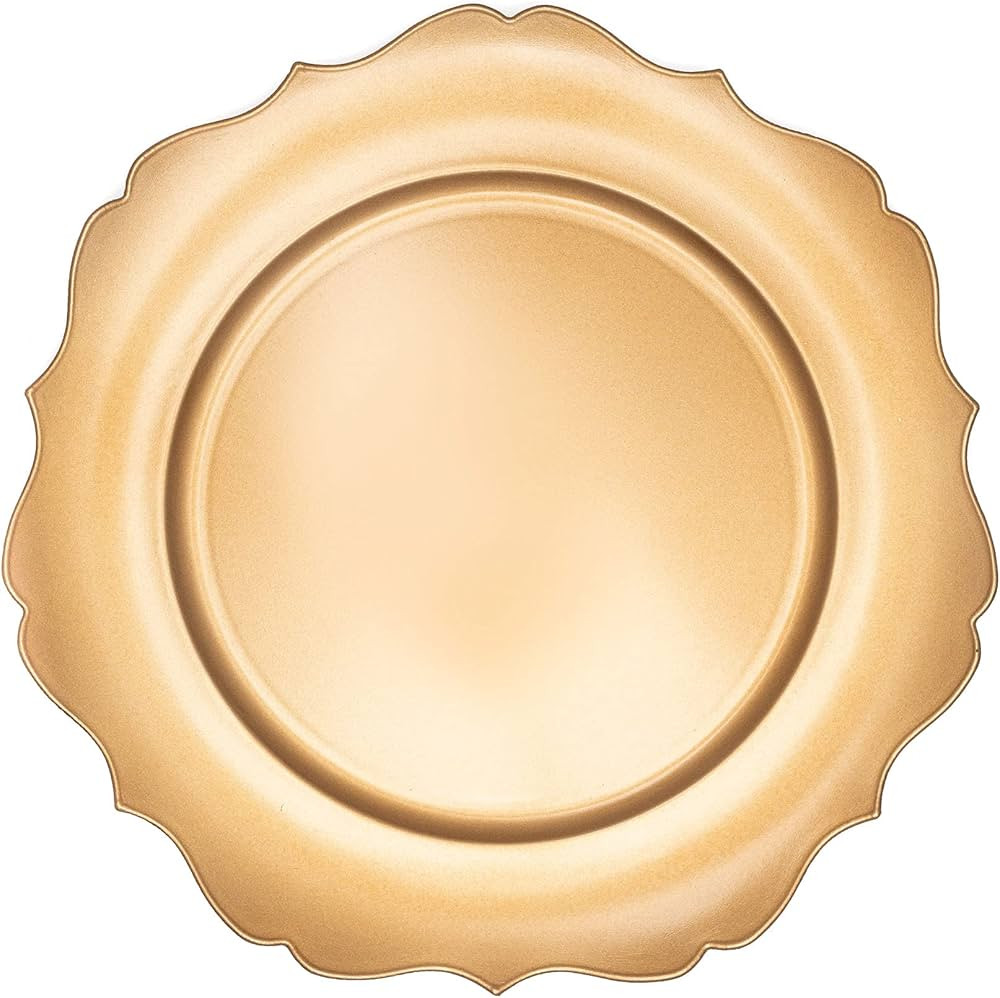 Simply Elegant Scalloped Plastic Charger Plate | Service Plate for Parties, Dinner, Weddings, Qui... | Amazon (US)