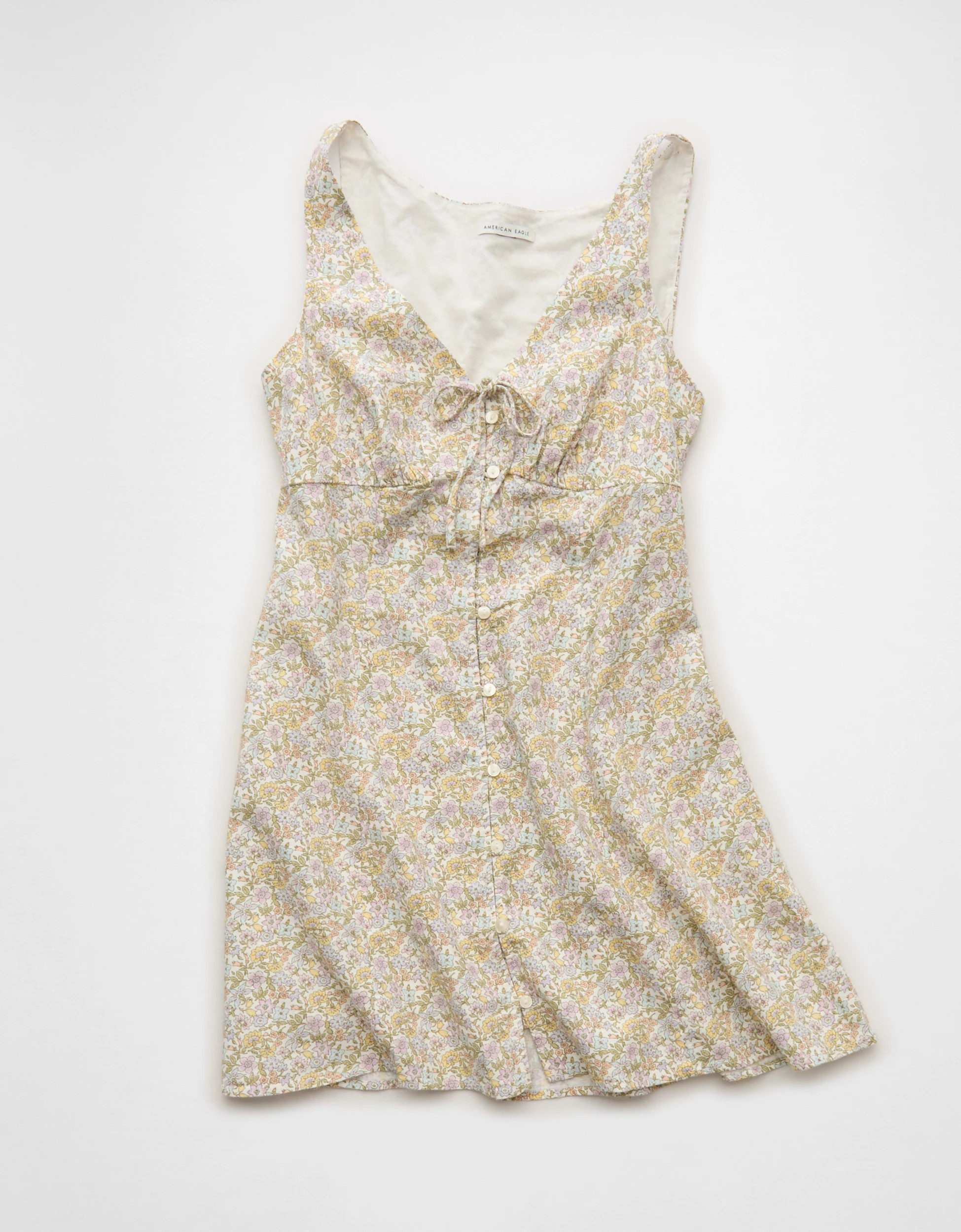 AE Babydoll Button-Up Mini Dress | American Eagle Outfitters (US & CA)