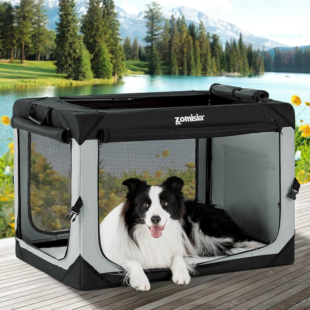 ZOMISIA 36 Inch Collapsible Dog Crate for Large Dogs - Portable Dog Travel Crate Soft Sided with ... | Amazon (US)