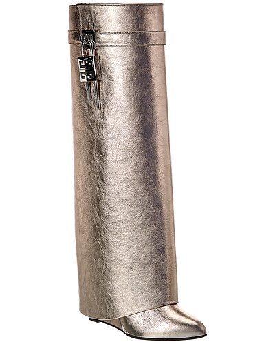 Shark Lock Leather Knee-High Boot | Gilt & Gilt City