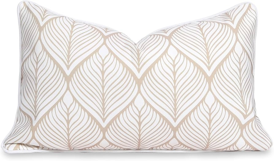 Hofdeco Premium Coastal Patio Indoor Outdoor Lumbar Pillow Cover Only, 12"x20" Water Repellent fo... | Amazon (US)