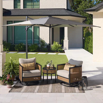 allen + roth 8-ft Aluminum Gray Slide-tilt Cantilever Patio Umbrella with Base | Lowe's