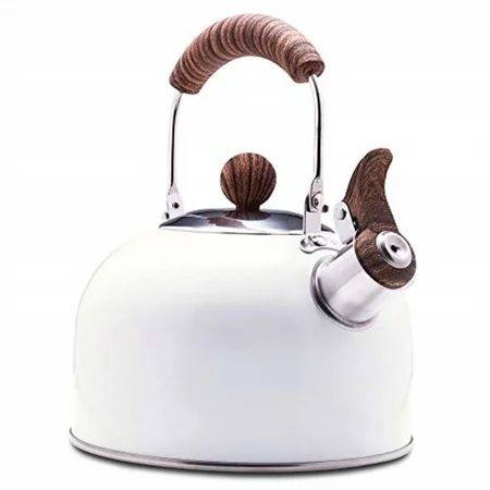 rockurwok tea kettle, stovetop whistling teapot, stainless steel, pearl white, 2.43-quart | Walmart (US)