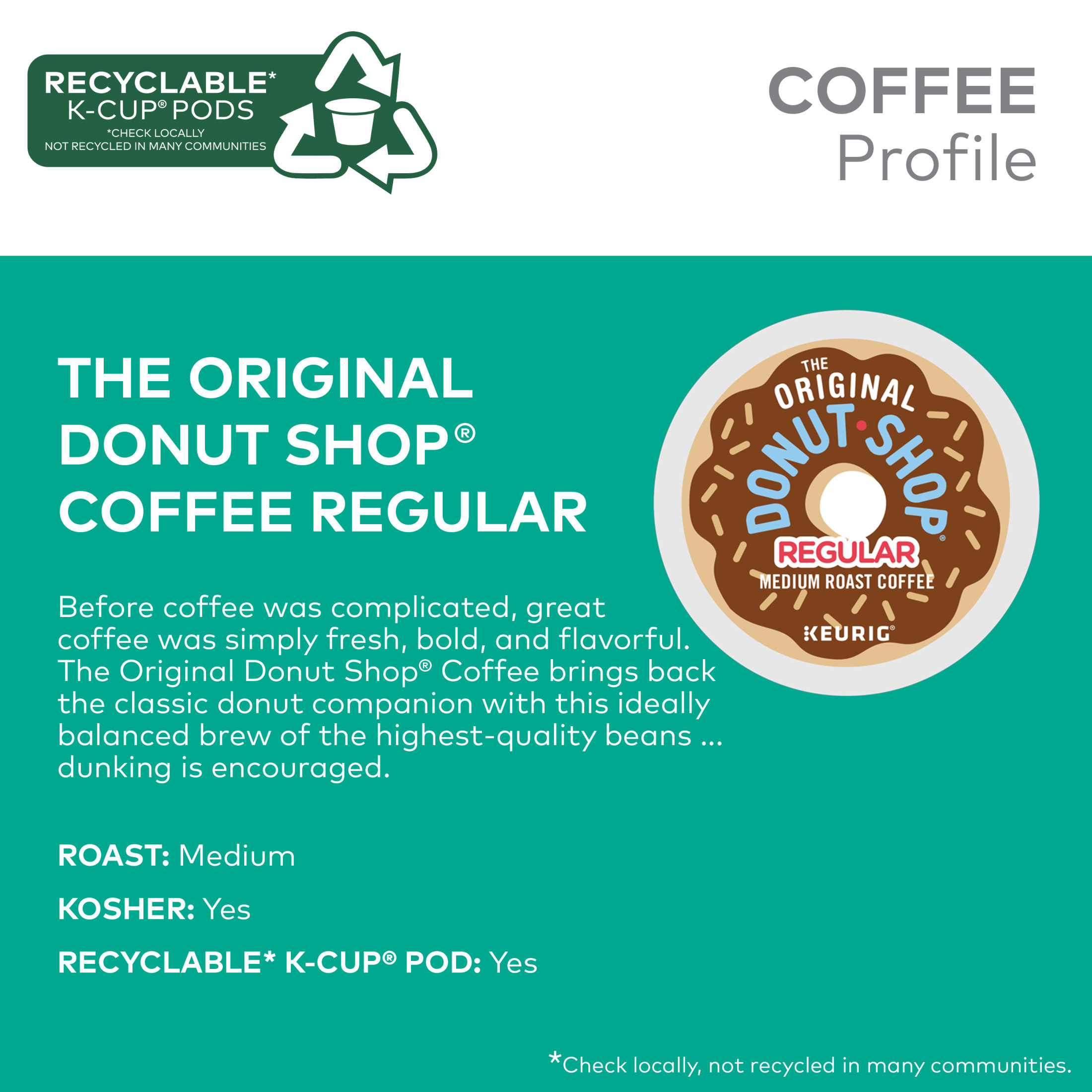 The Original Donut Shop, Regular Medium Roast K-Cup Coffee Pods, 24 Count | Walmart (US)