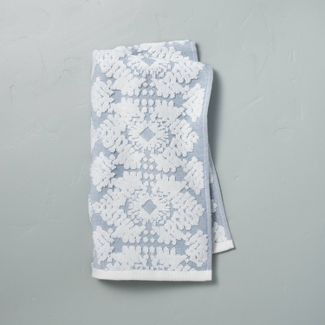 Geo Medallion Hand Towel Faded Blue - Hearth &#38; Hand&#8482; with Magnolia | Target