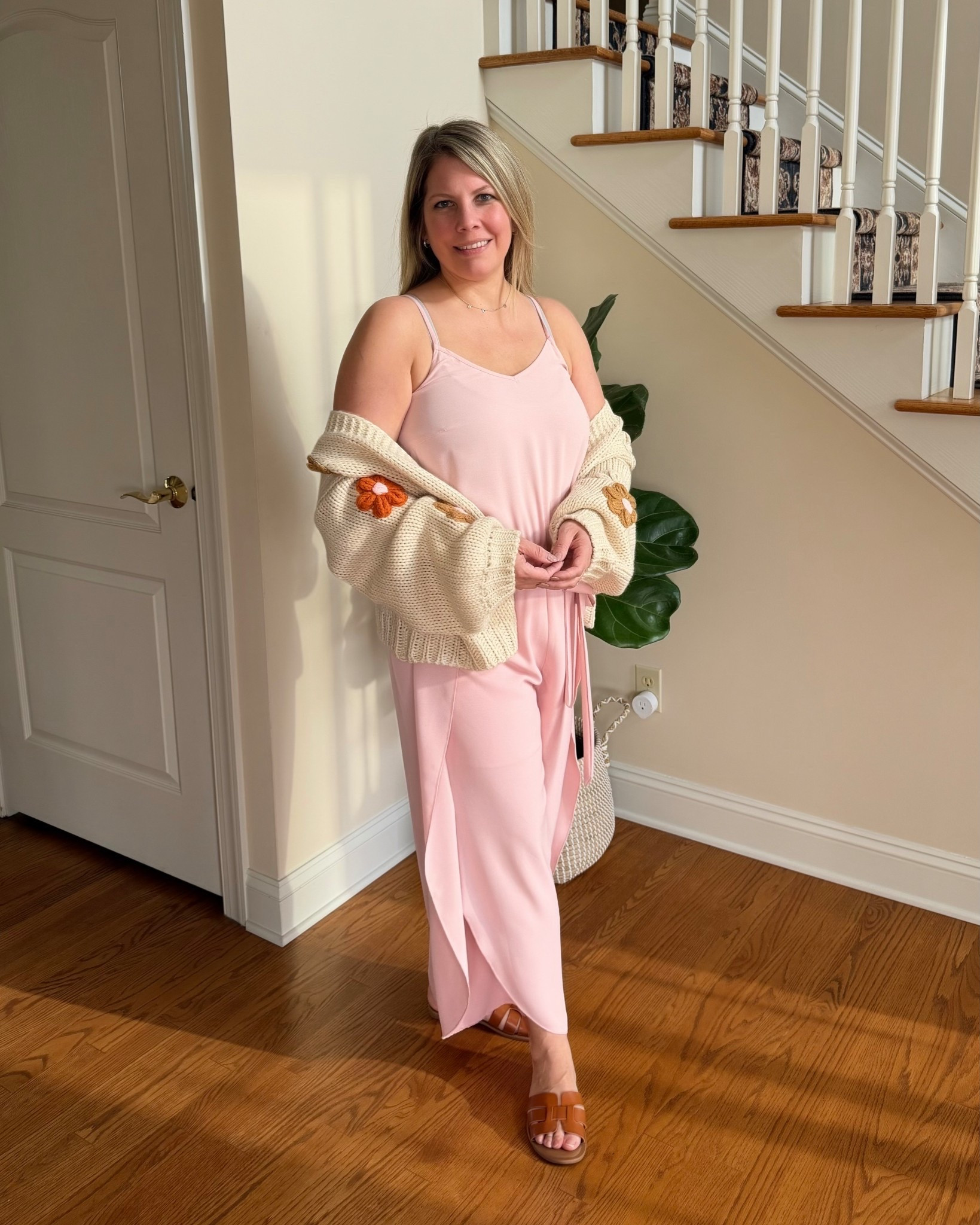 Obsessed with this soft, feminine moment. 🌸✨ The flowy pink romper is so flattering and easy to wear, and paired with this cozy knit cardigan it gives that perfect balance of polished and relaxed. This is one of those outfits you can wear from home to brunch and still feel completely put together.

pink dress outfit • spring midi dress • feminine outfit ideas • cozy cardigan outfit • effortless everyday style • casual chic looks

#LTKSeasonal #LTKootd #LTKFestival