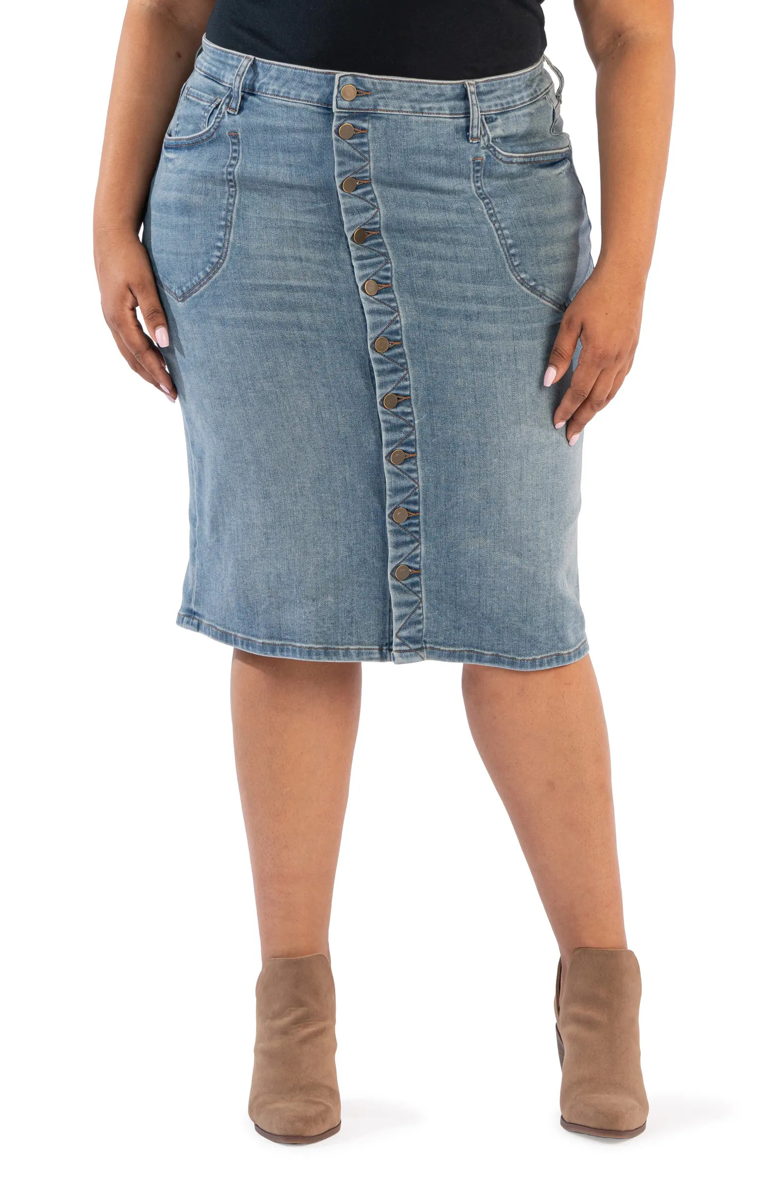 KUT from the Kloth Rose Button Front Denim Skirt | Nordstrom | Nordstrom