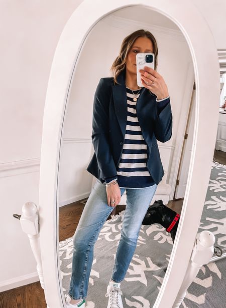Navy blazers are a spring staple! I’ve had mine for years and still love wearing it as it can pull any outfit together. Linking some great navy options. If your a size XS, then Evereve one is amazing! It comes with the stripe insert that can be take out too!

#LTKover40 #LTKstyletip