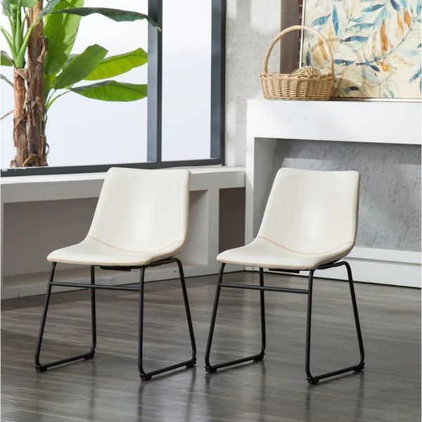 Carbon Loft Inyo PU Leather Dining Chairs (Set of 2) - White | Bed Bath & Beyond