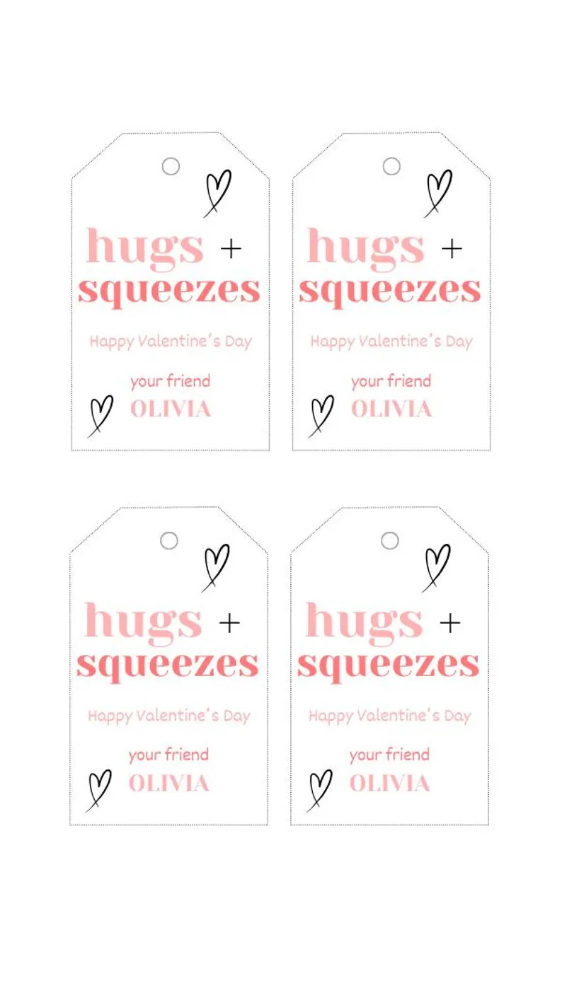 Valentine Squeeze Pouch Tag Red & Pink Printable | Custom Name Gift Tag | Easily Print at Home | ... | Etsy (US)