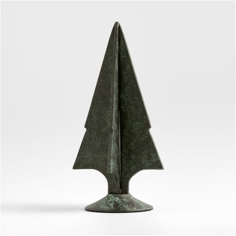 Green Verdigris Metal Holiday Tree Large 14" | Crate & Barrel | Crate & Barrel