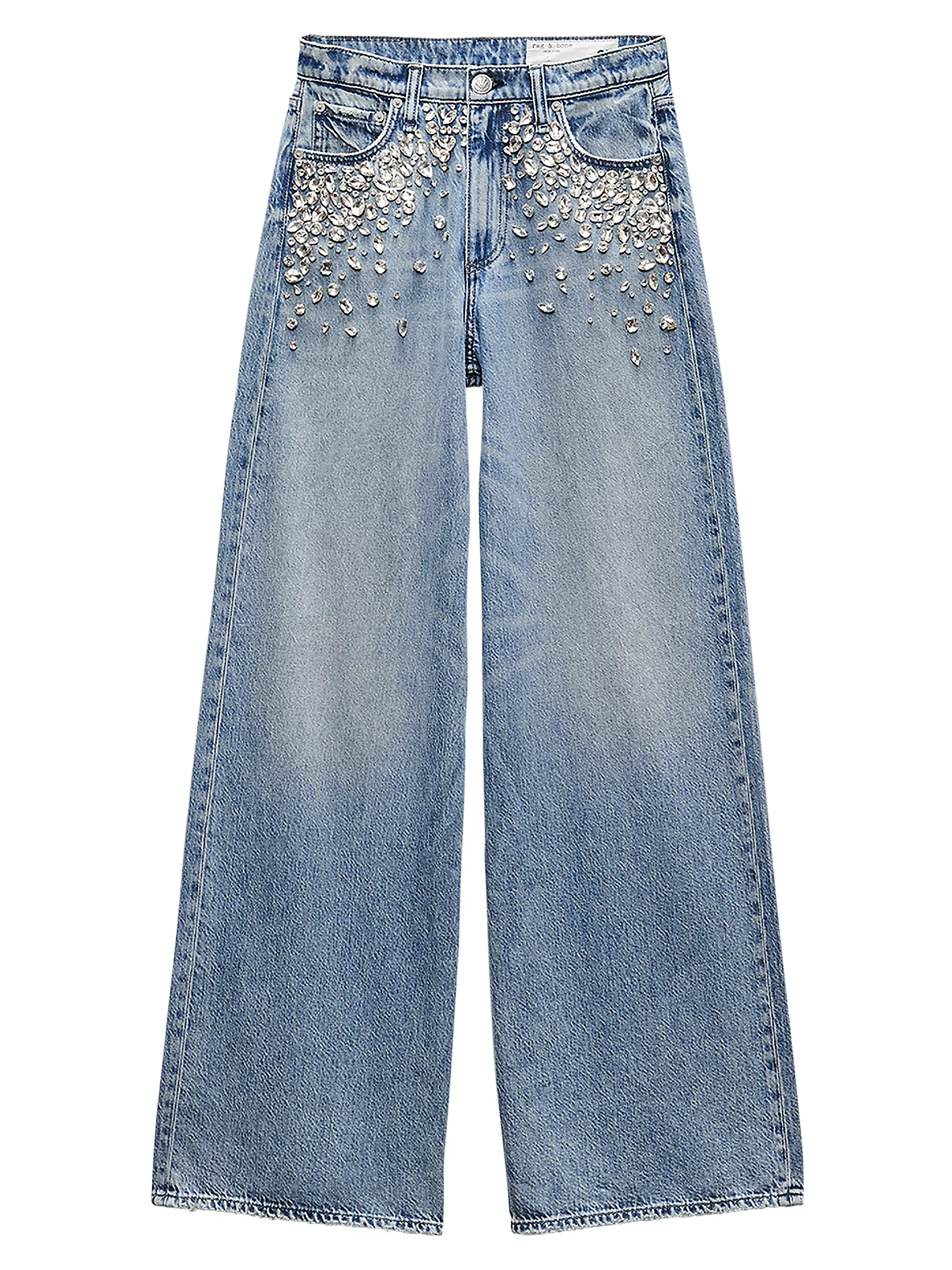 Featherweight Sofie Embellished High-Rise Wide-Leg Jeans | Saks Fifth Avenue