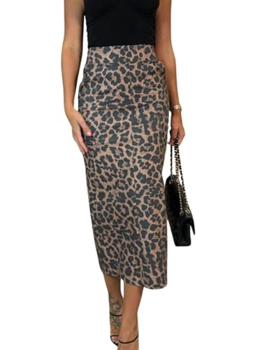 utcoco Womens Long Faux Leather Skirt Bodycon High Waist Slim Pencil Midi Skirt | Amazon (US)