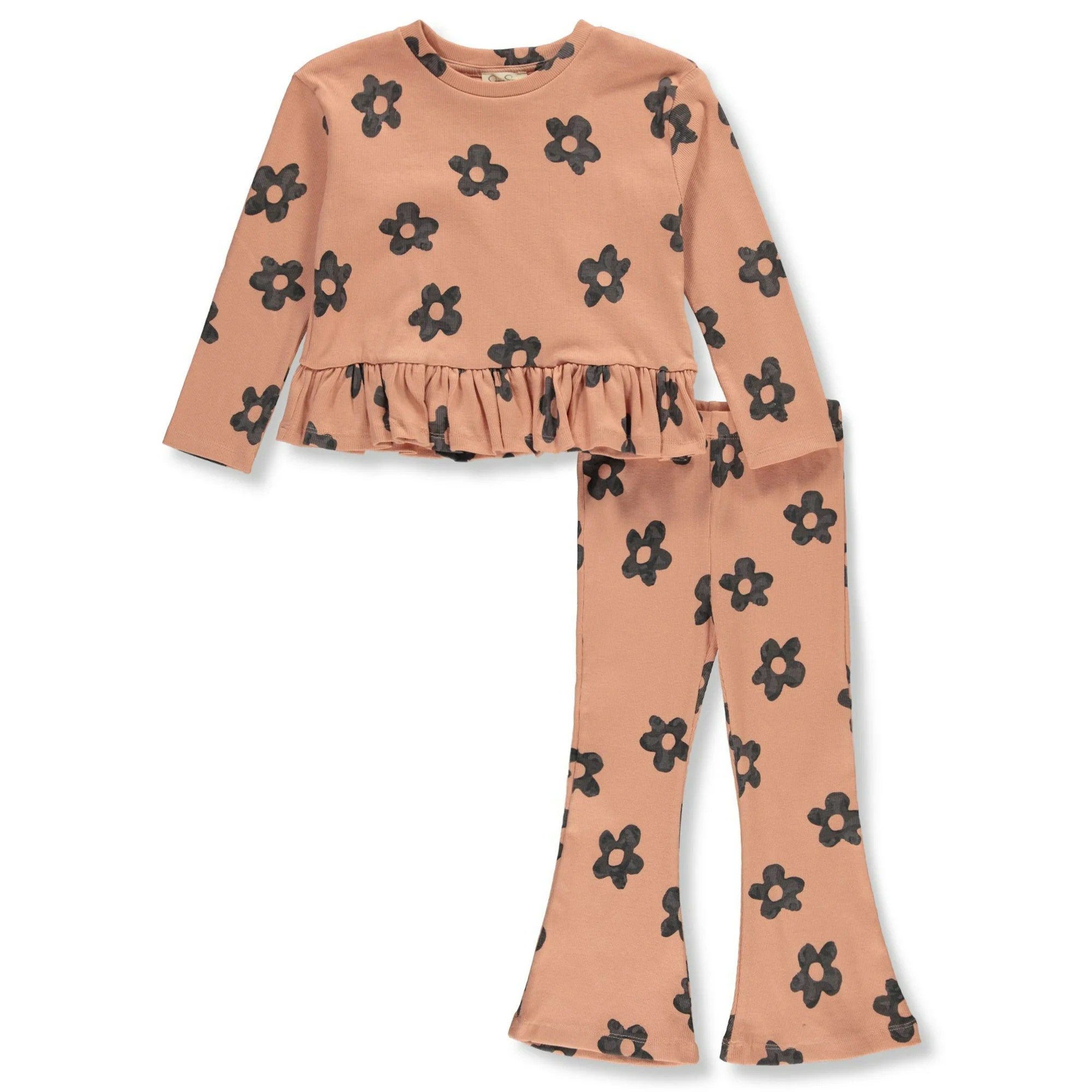 Jessica Simpson Girls' 2-Piece Fleece Flower Joggers Set Outfit Color: orange Size: 3t | Walmart (US)