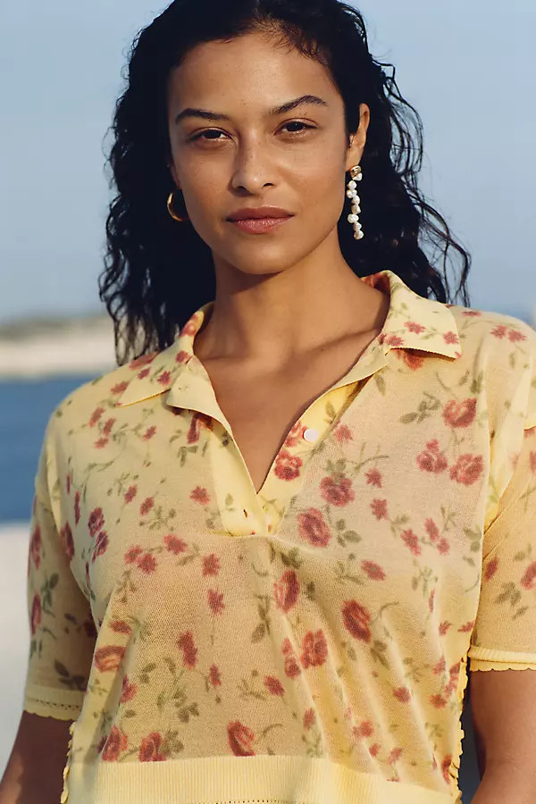 Maeve Short Sleeve Sheer Pullover | Anthropologie (US)