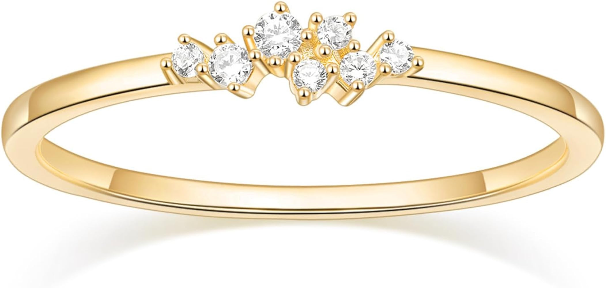 925 Sterling Silver 14K Gold Plated CZ Wedding Bands for Women | Amazon (US)