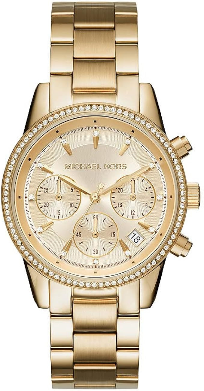 Michael Kors Women's Ritz Stainless Steel Watch With Crystal Topring | Amazon (US)