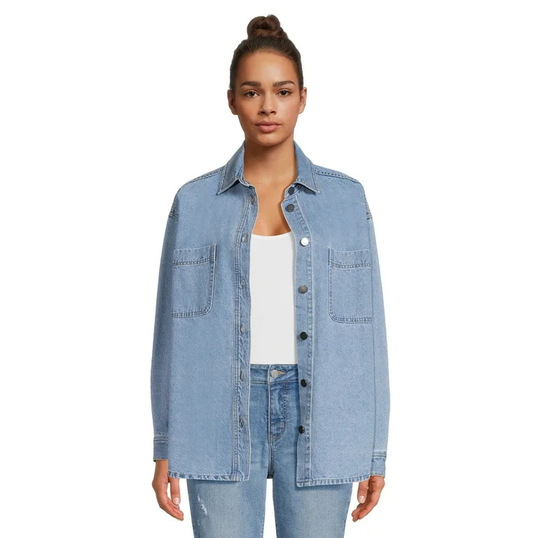 No Boundaries Juniors’ Denim Shacket | Walmart (US)