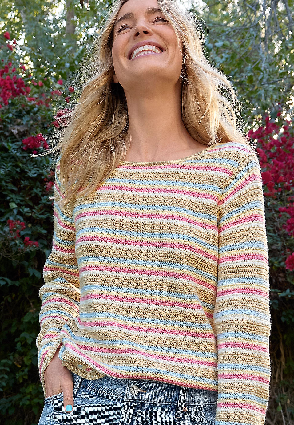 Multicolor Striped Bell Sleeve Sweater | Maurices