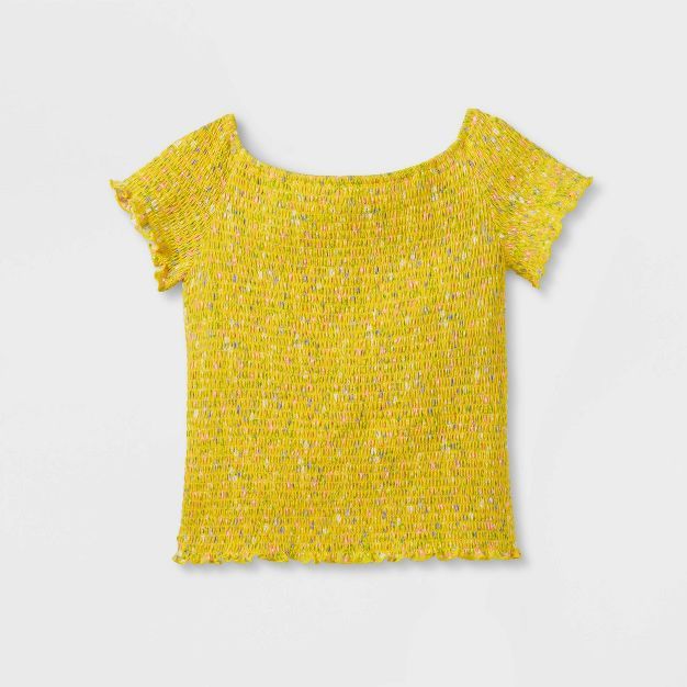 Girls' Smocked Short Sleeve T-Shirt - art class™ | Target
