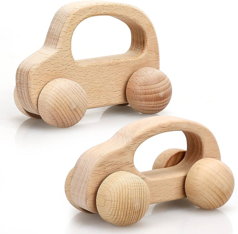 TOY Life Wooden Baby Teething Toys, Wooden Cars for Toddlers & Babies, Wooden Pull Toy, Baby Wood... | Amazon (US)