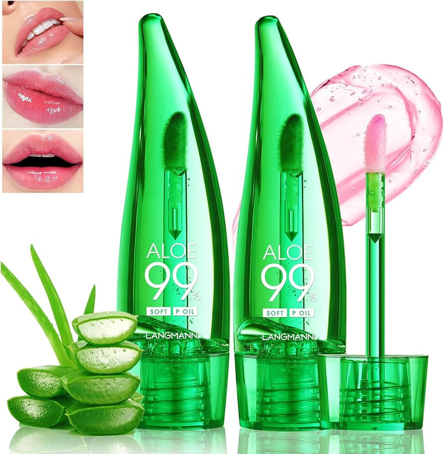 2 Pcs Aloe Vera Color Changing Lipstick Lip Oil Tinted, Pink Magic PH Temperature Color Changing ... | Amazon (US)