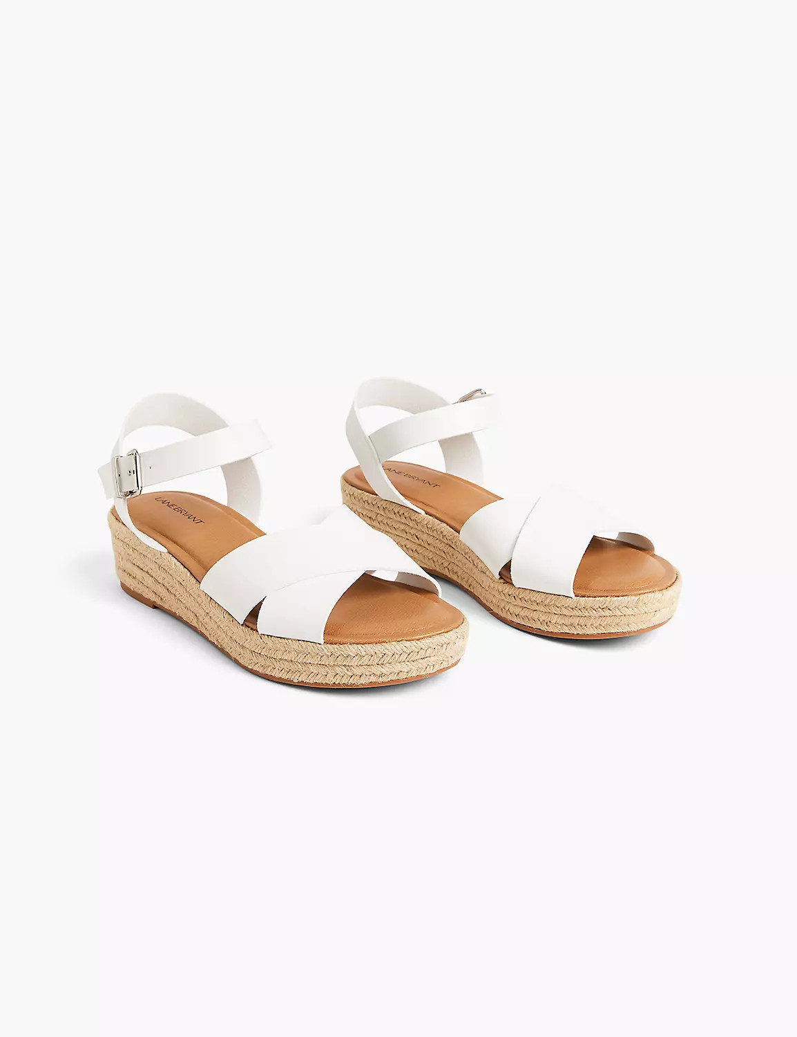 Dream Cloud Faux-Leather Cross-Strap Espadrille Wedge | LaneBryant | Lane Bryant (US)