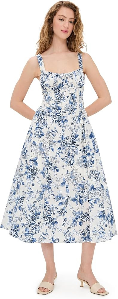 MOON RIVER Women's Corset Floral Midi Dress | Amazon (US)