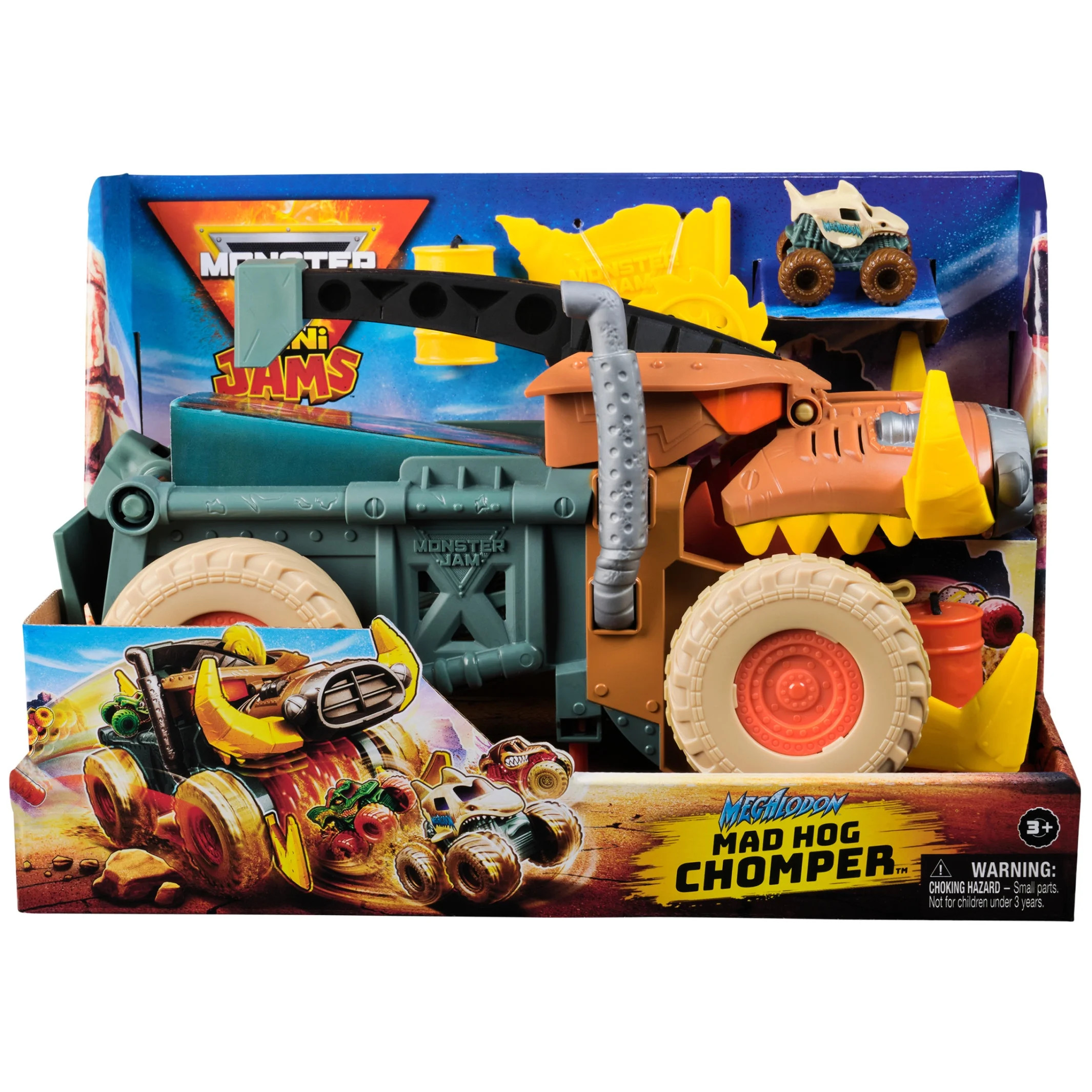 Monster Jam Mini Jam Megalodon Mad Hog Chomper and Monster Truck | Walmart (US)