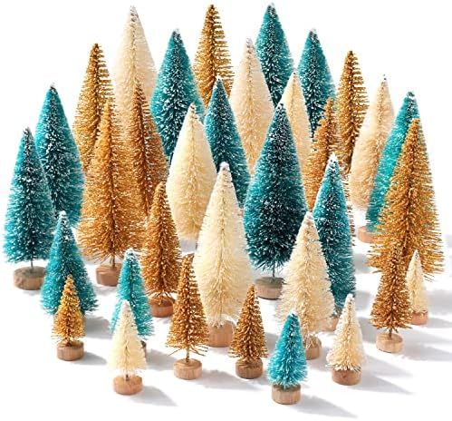 Amazon.com: 30Pcs Mini Christmas Trees - Artificial Christmas Tree Bottle Brush Trees Christmas w... | Amazon (US)