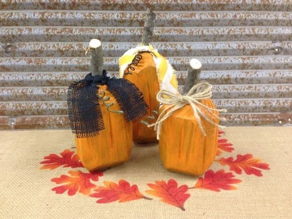 Set of 3 handmade wood wooden pumpkins with ribbon - Fall decorating Holiday decororating Home decor | Etsy EU