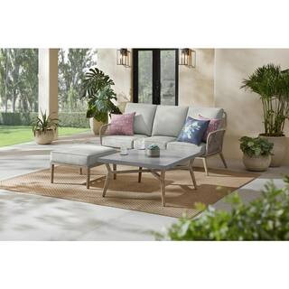 Hampton Bay Haymont 3-Piece Steel Wicker Outdoor Conversation Set and 36 in. x 36 in. Coffee Tabl... | The Home Depot