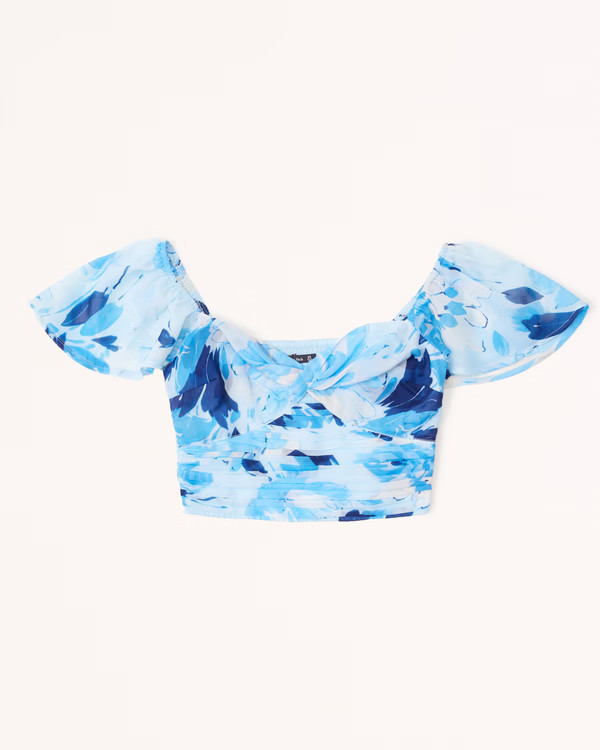 Angel Sleeve Twist-Front Set Top | Abercrombie & Fitch (US)