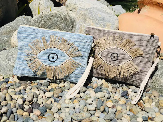 Evil Eye Clutch. Evil Eye Purse. Jute Bag. Summer Evening | Etsy | Etsy (US)