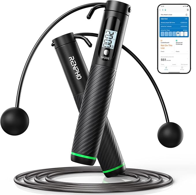 RENPHO Cordless Jump Rope, Weighted Jump Rope with Counter, Jump Ropes for Fitness, Smart Skippin... | Amazon (US)