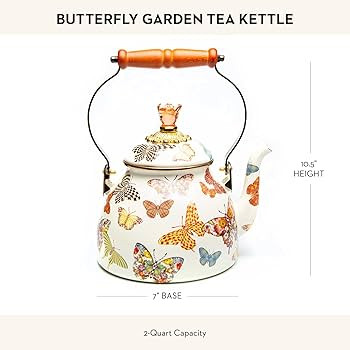 MACKENZIE-CHILDS Enamel Tea Kettle, Cute Kitchen Kettle for Stovetop, 2-Quart Capacity, Butterfly... | Amazon (US)