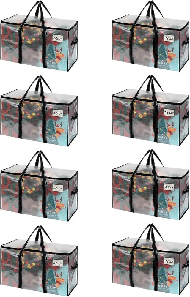 VENO 8 Pack Moving Bags & Large Christmas Storage Bins with lids for Decorations, Garland, Lights... | Amazon (US)