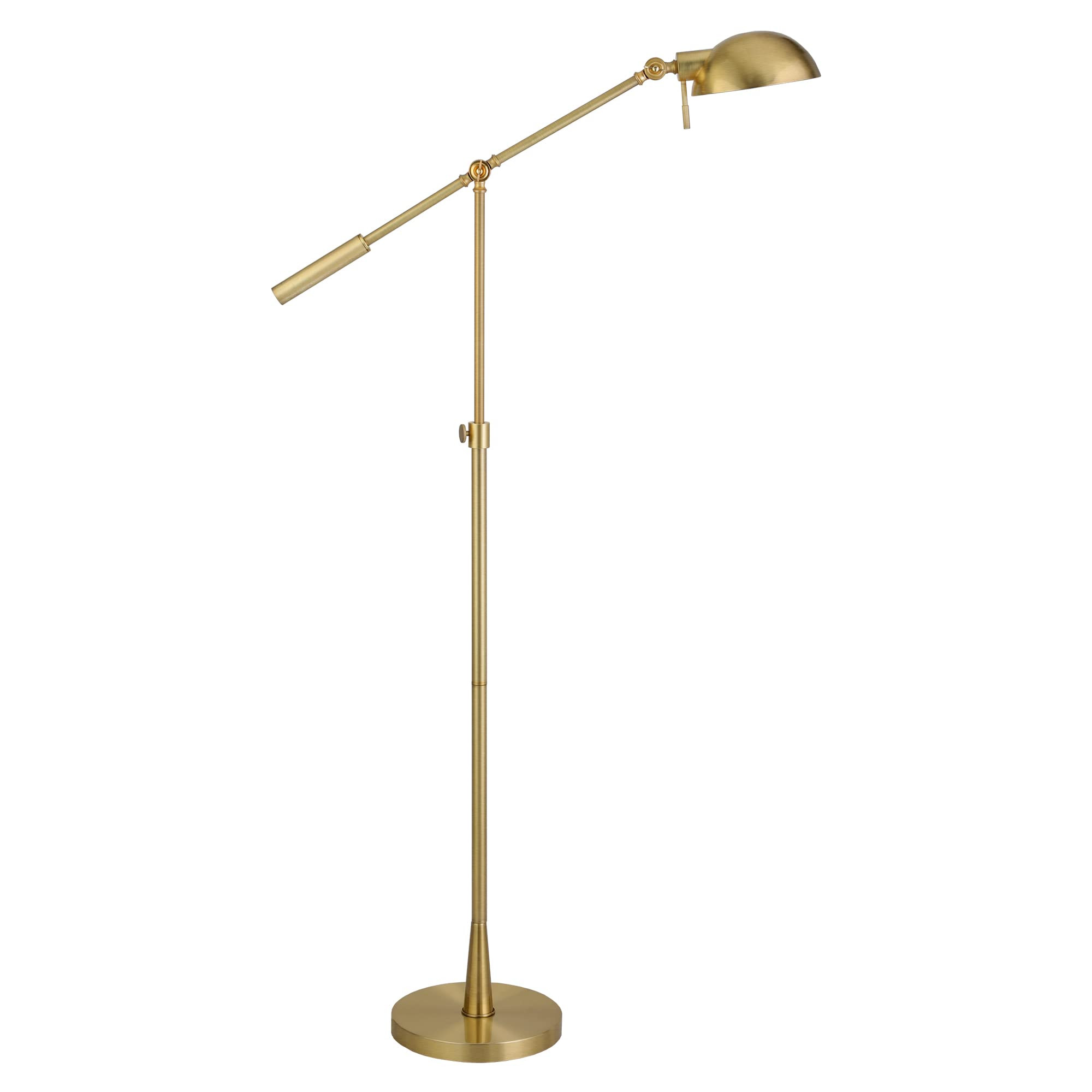 Henn&Hart Height Adjustable/Tilting Floor Lamp with Metal Shade in Brushed Brass, for Home, Livin... | Amazon (US)